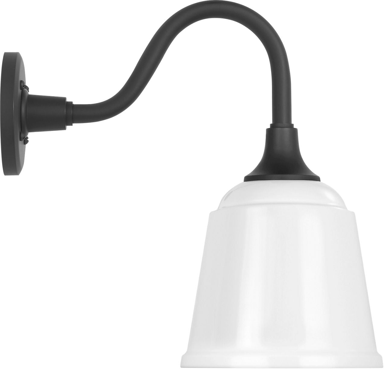 Academy 11" Flynn Barn Light | Matte Black | 8 | 8" White Rockhouse Shade