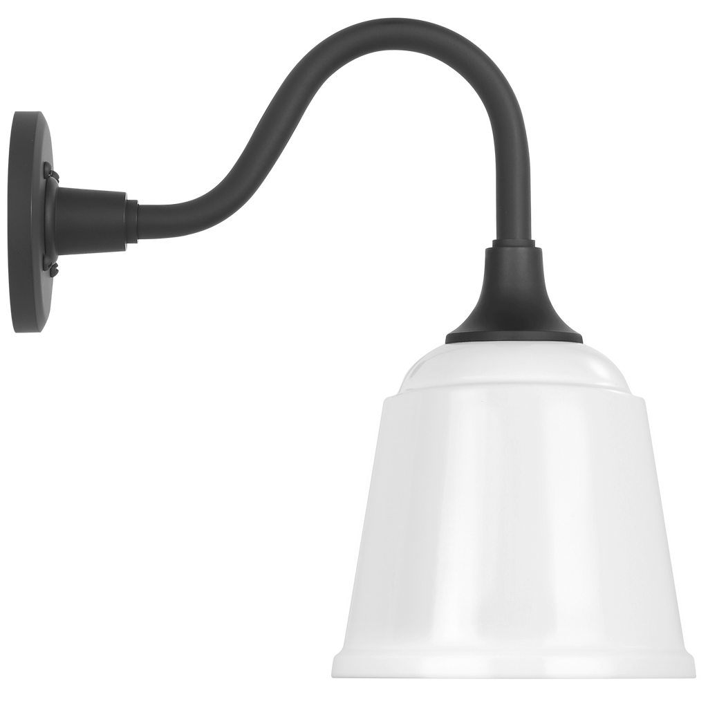 Academy 11" Flynn Barn Light | Matte Black | 8 | 8" White Rockhouse Shade