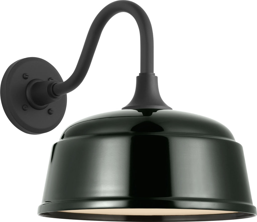Academy 11" Flynn Barn Light | Matte Black | 12.5 | 12.5" Green Rockhouse Shade