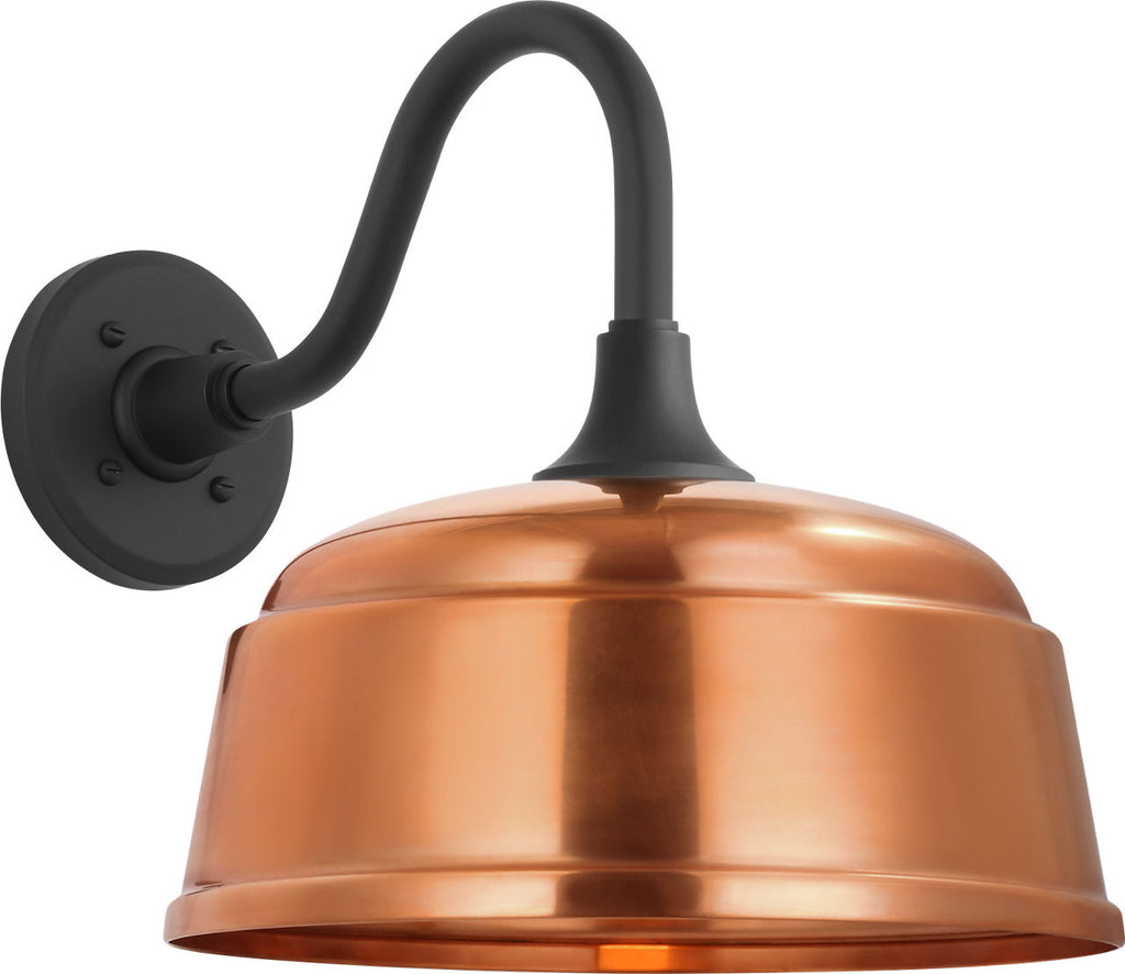 Academy 11" Flynn Barn Light | Matte Black | 12.5 | 12.5" Soft Copper Rockhouse Shade
