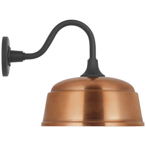 Academy 11" Flynn Barn Light | Matte Black | 12.5 | 12.5" Soft Copper Rockhouse Shade
