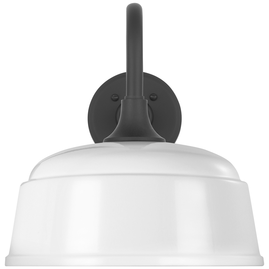 Academy 11" Flynn Barn Light | Matte Black | 12.5 | 12.5" White Rockhouse Shade