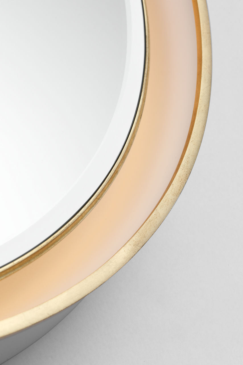 Tricia 24" Illuminated Round Mirror | Matte White and Gild