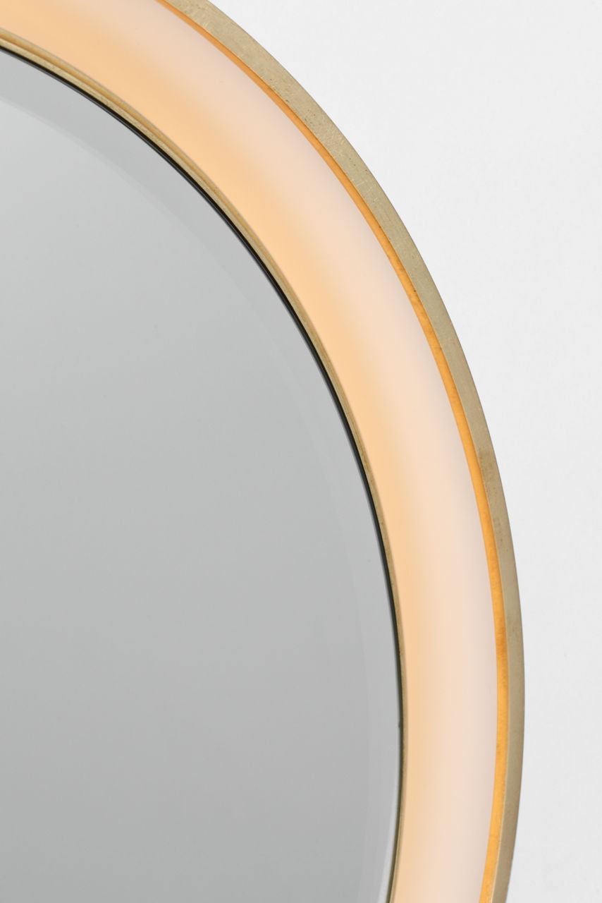 Tricia 24" Illuminated Round Mirror | Matte White and Gild