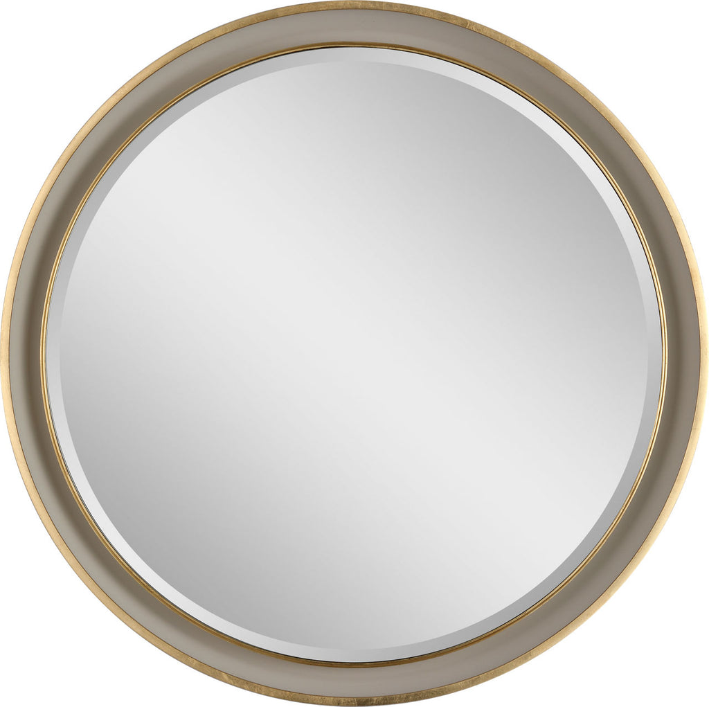 Tricia 24" Illuminated Round Mirror | Matte White and Gild