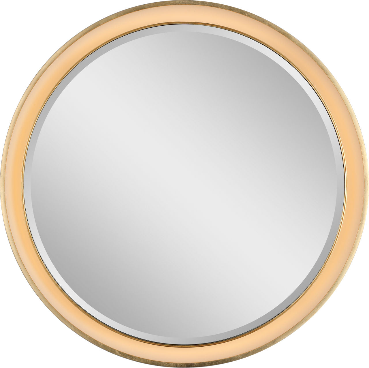 Tricia 24" Illuminated Round Mirror | Matte White and Gild