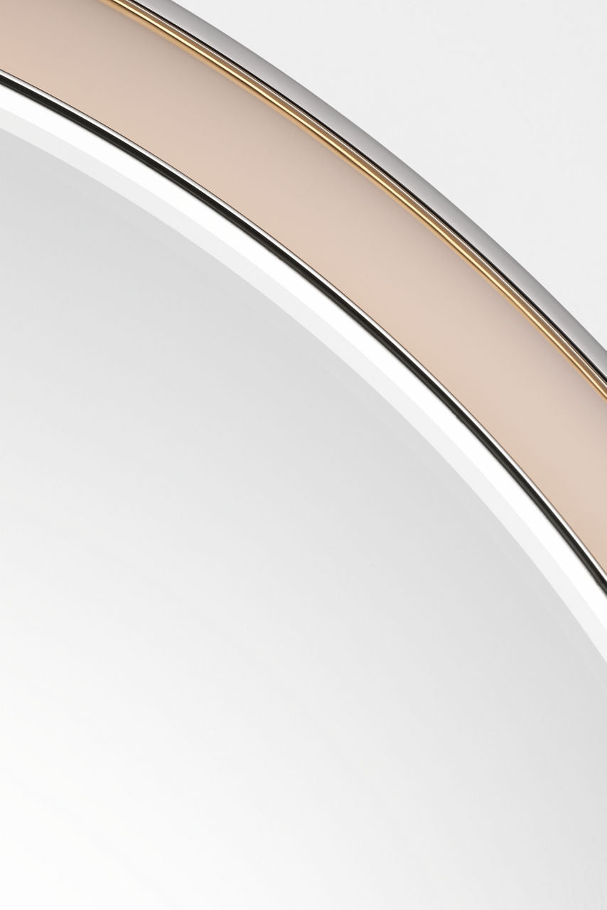 Tricia 24" Illuminated Round Mirror | Matte White and Polished Nickel