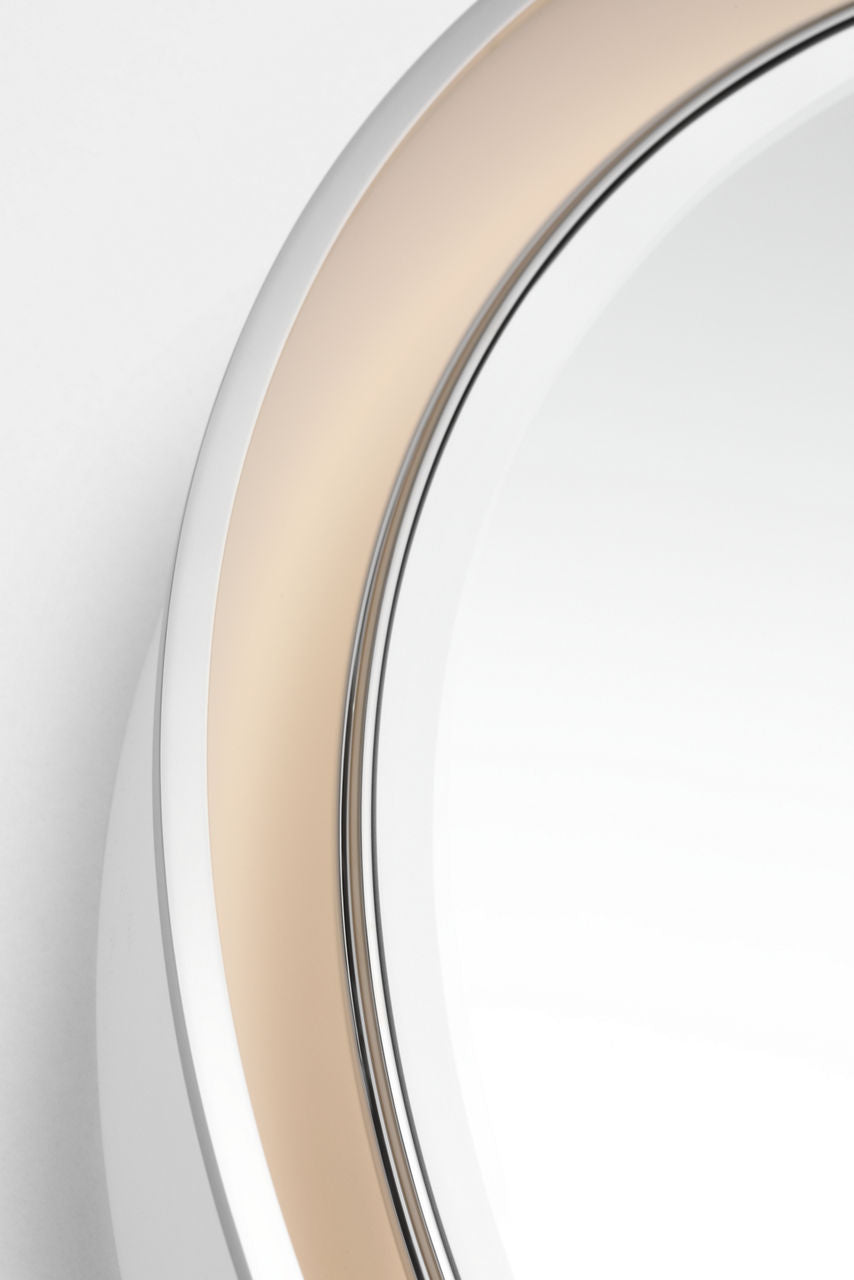 Tricia 24" Illuminated Round Mirror | Matte White and Polished Nickel