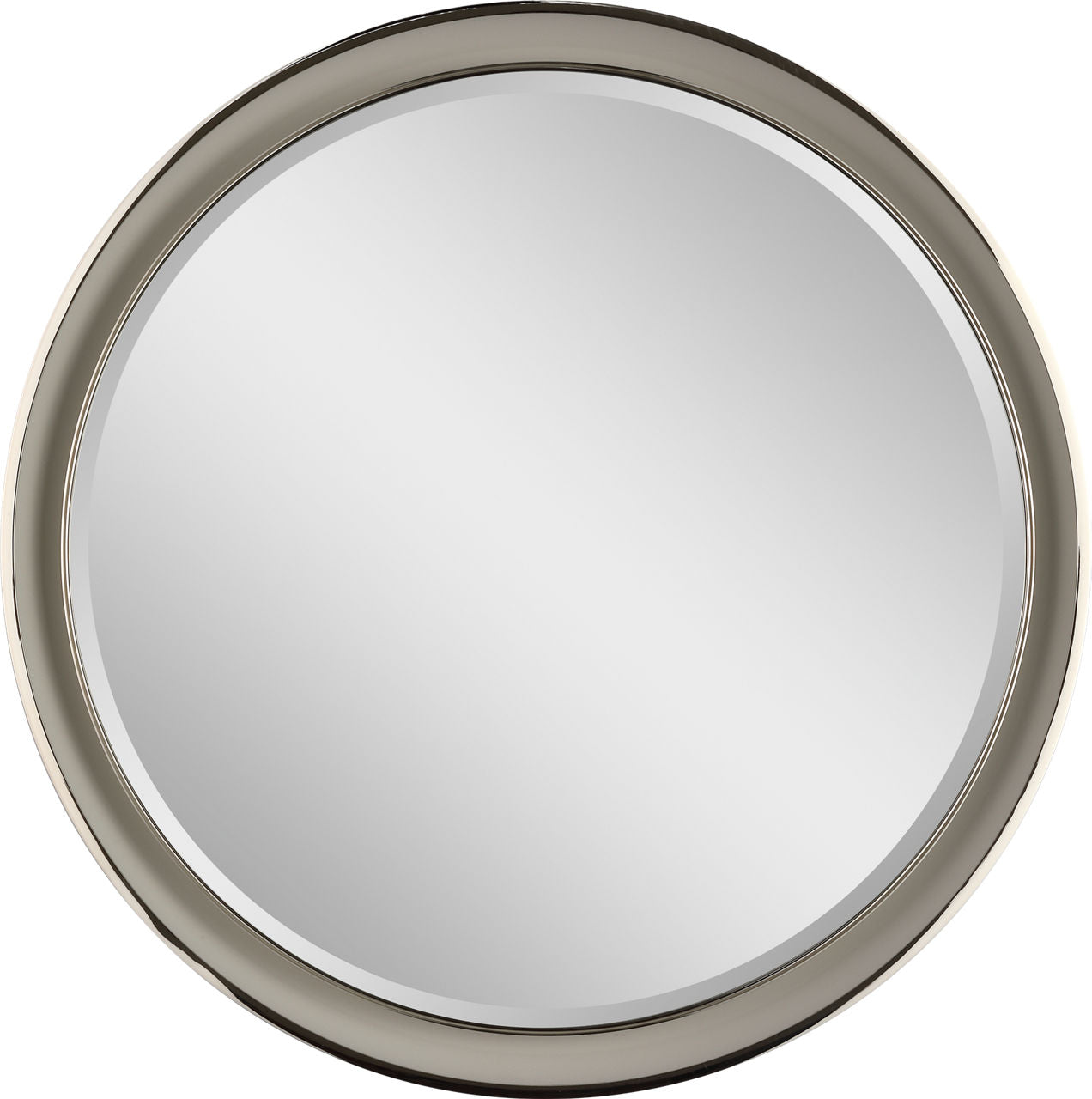 Tricia 24" Illuminated Round Mirror | Matte White and Polished Nickel