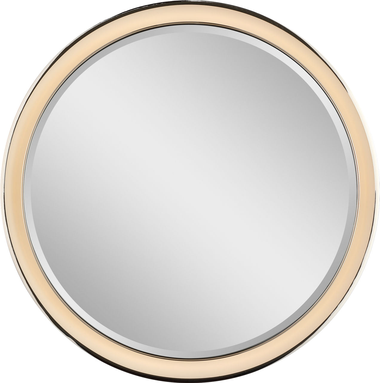 Tricia 24" Illuminated Round Mirror | Matte White and Polished Nickel