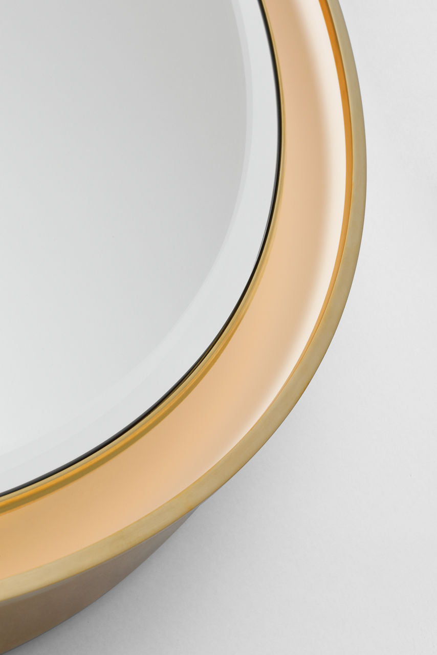 Tricia 30" Illuminated Round Mirror | Hand-Rubbed Antique Brass