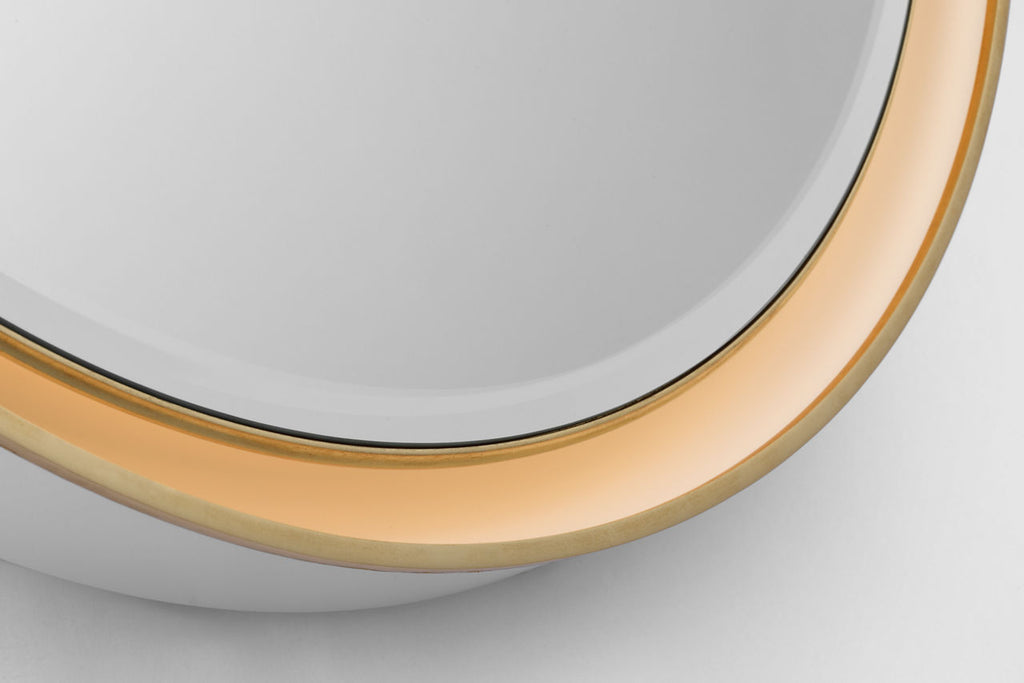 Tricia 30" Illuminated Round Mirror | Matte White and Gild