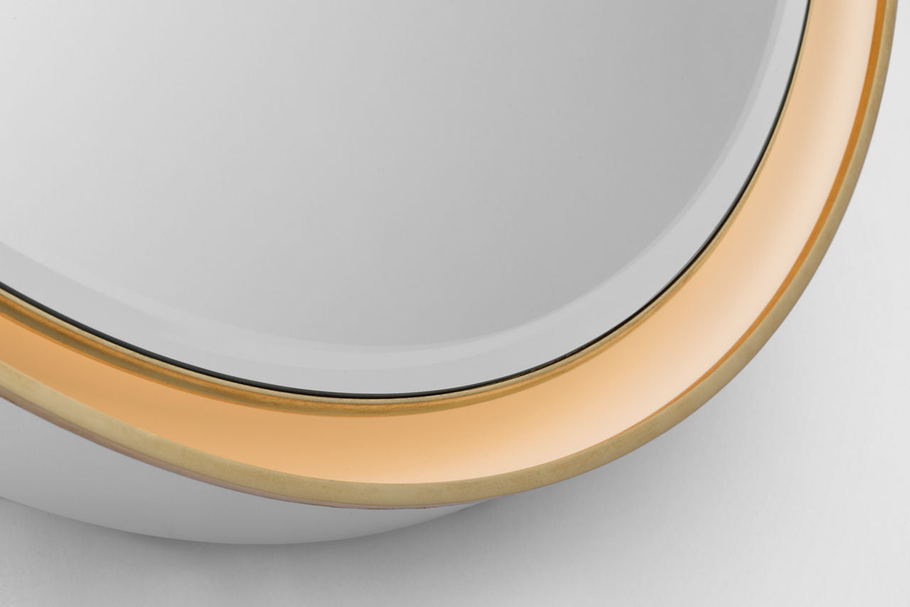 Tricia 30" Illuminated Round Mirror | Matte White and Gild