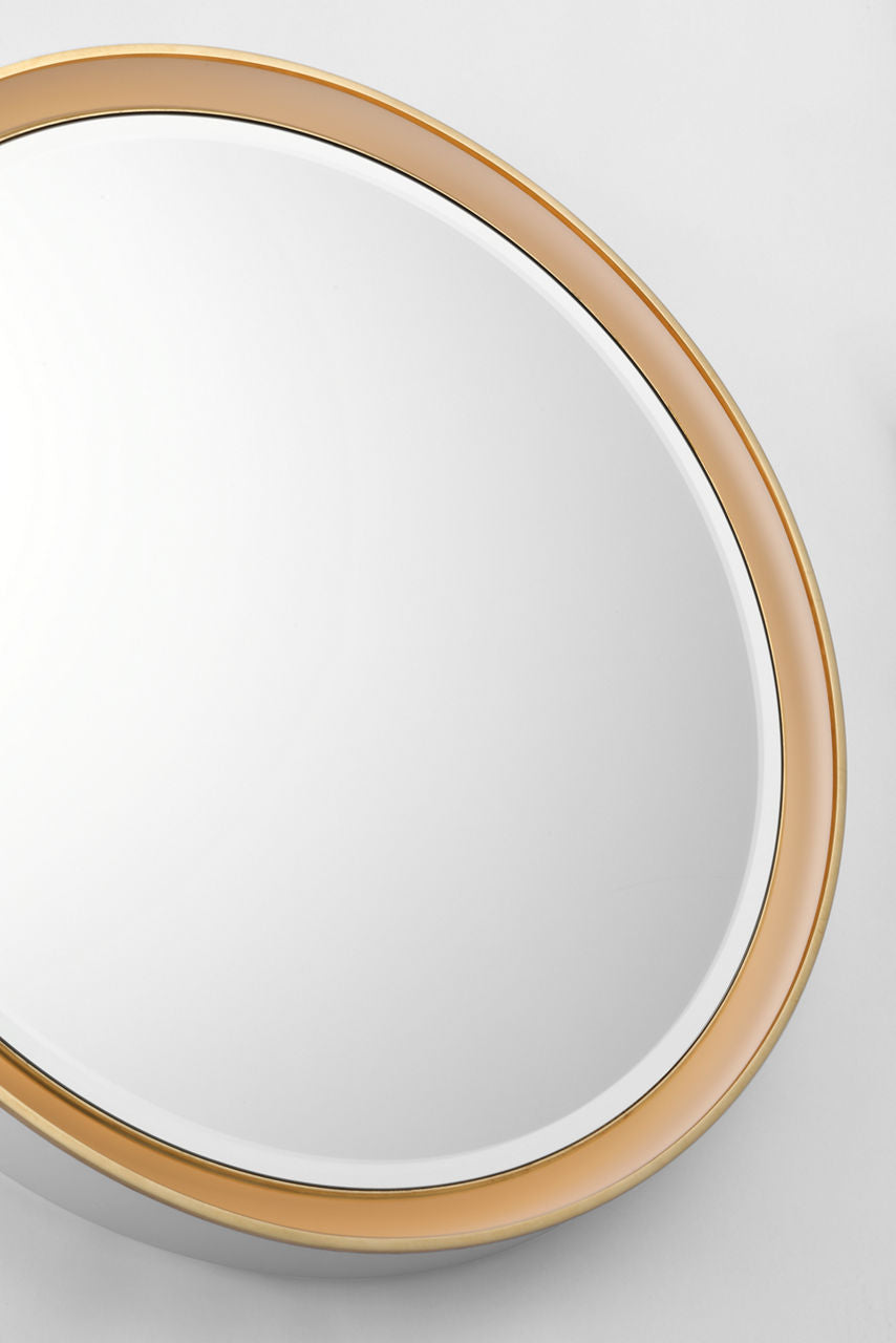 Tricia 30" Illuminated Round Mirror | Matte White and Gild