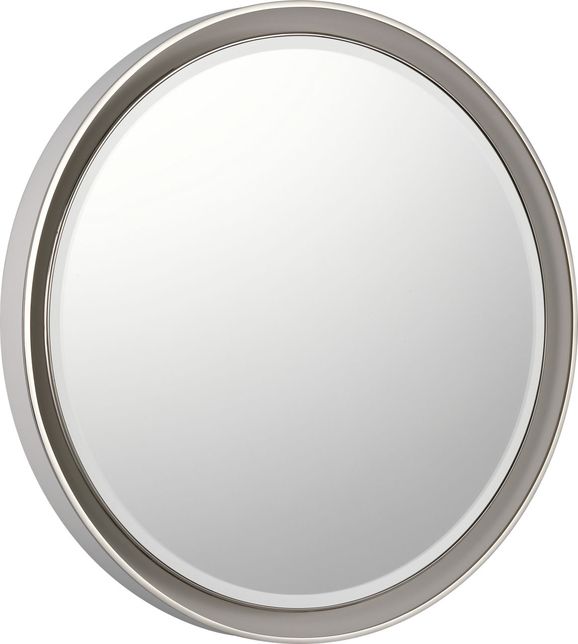 Tricia 30" Illuminated Round Mirror | Matte White and Polished Nickel