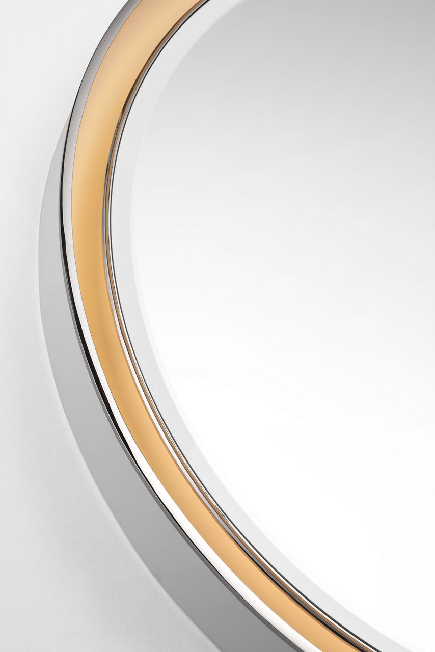 Tricia 30" Illuminated Round Mirror | Matte White and Polished Nickel