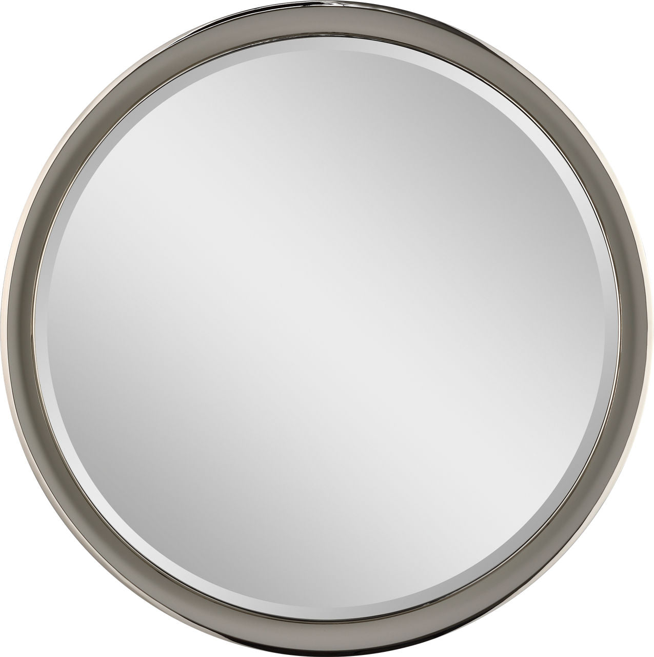 Tricia 30" Illuminated Round Mirror | Matte White and Polished Nickel