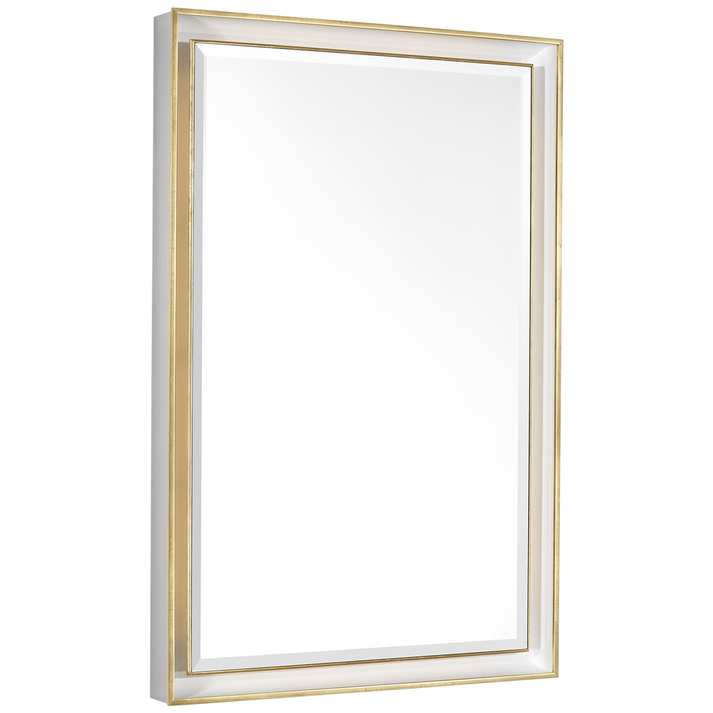 Tricia 24" Illuminated Rectangular Mirror | Polished Nickel and Gild