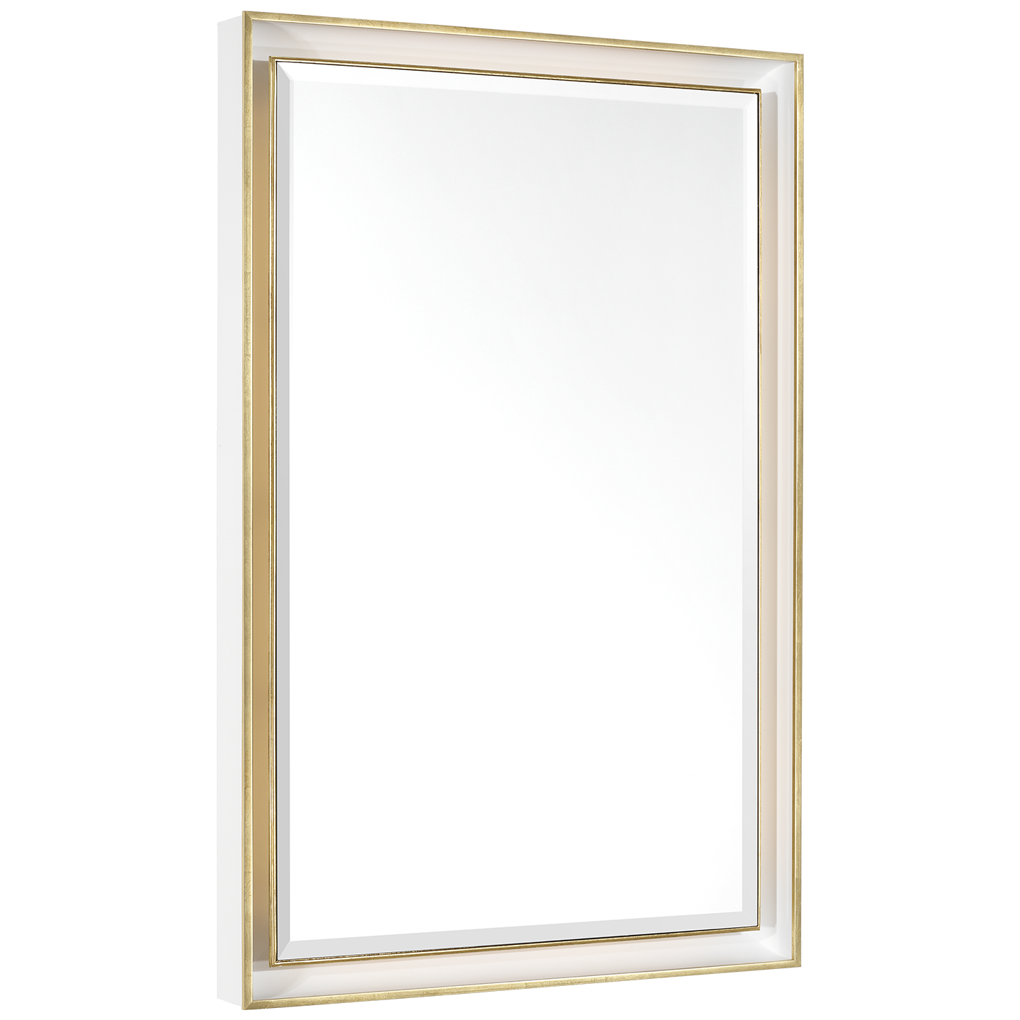 Tricia 24" Illuminated Rectangular Mirror | Matte White and Gild