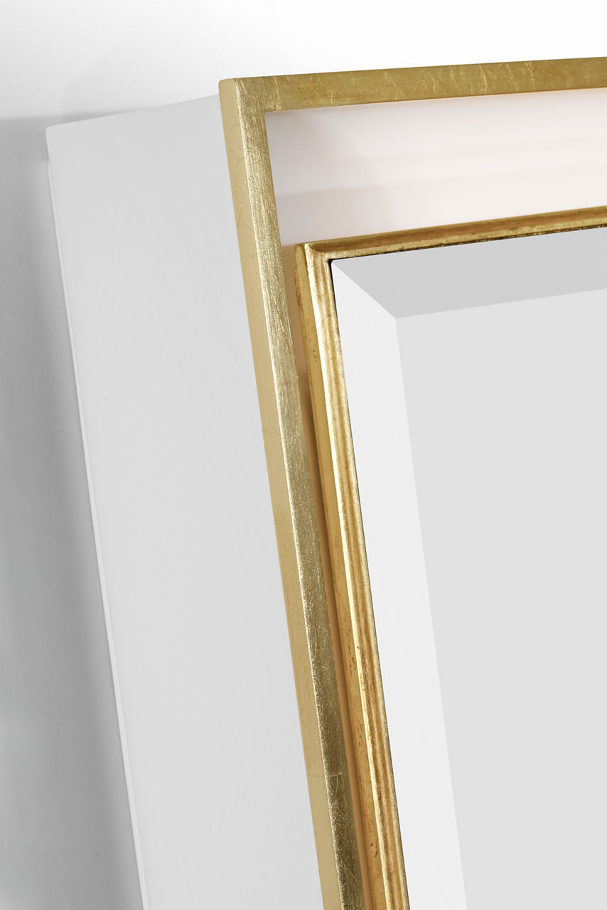 Tricia 24" Illuminated Rectangular Mirror | Matte White and Gild