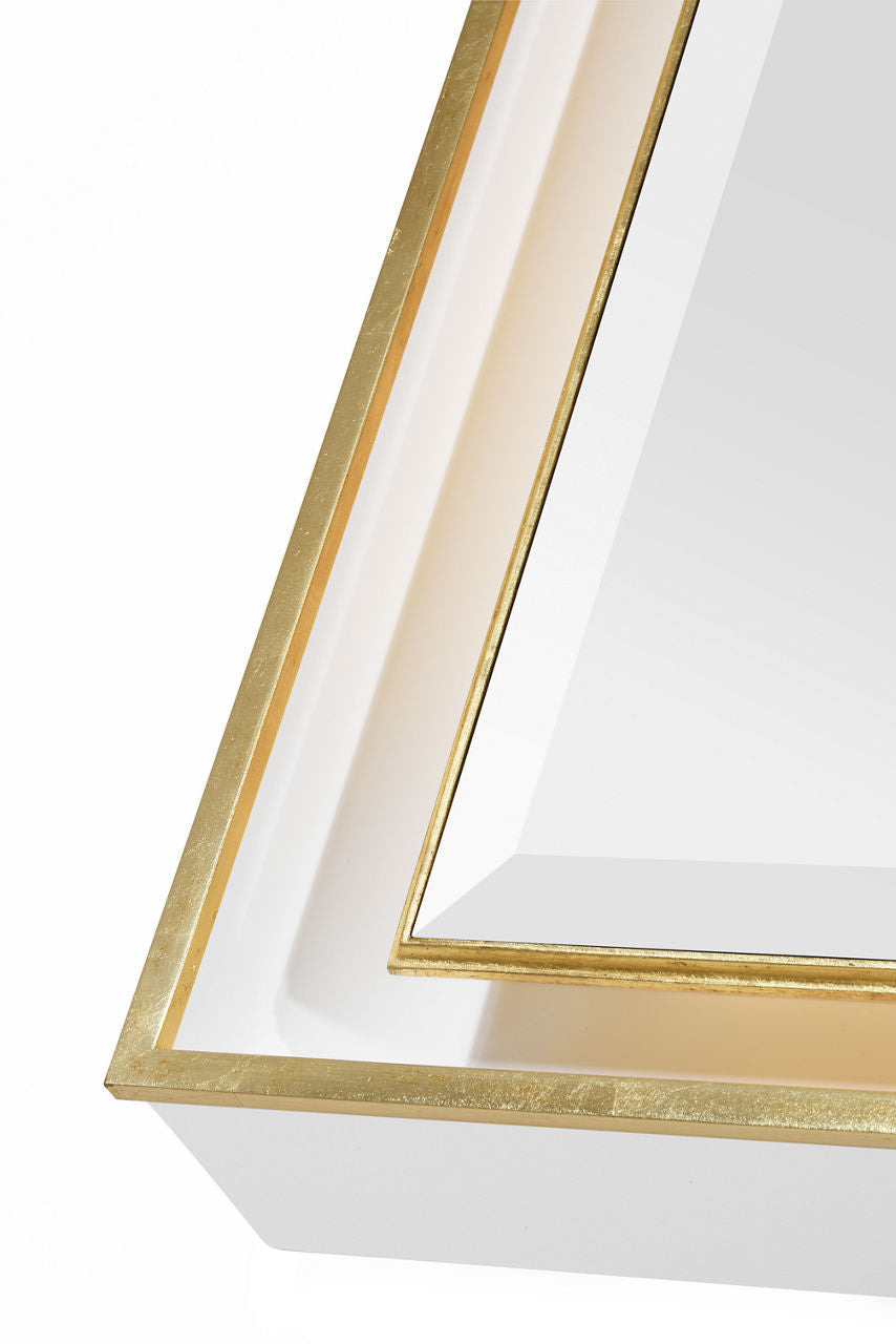 Tricia 24" Illuminated Rectangular Mirror | Matte White and Gild