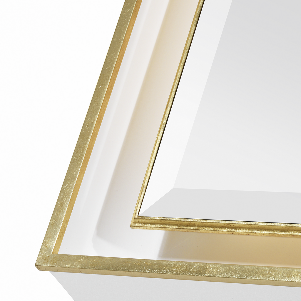 Tricia 24" Illuminated Rectangular Mirror | Matte White and Gild