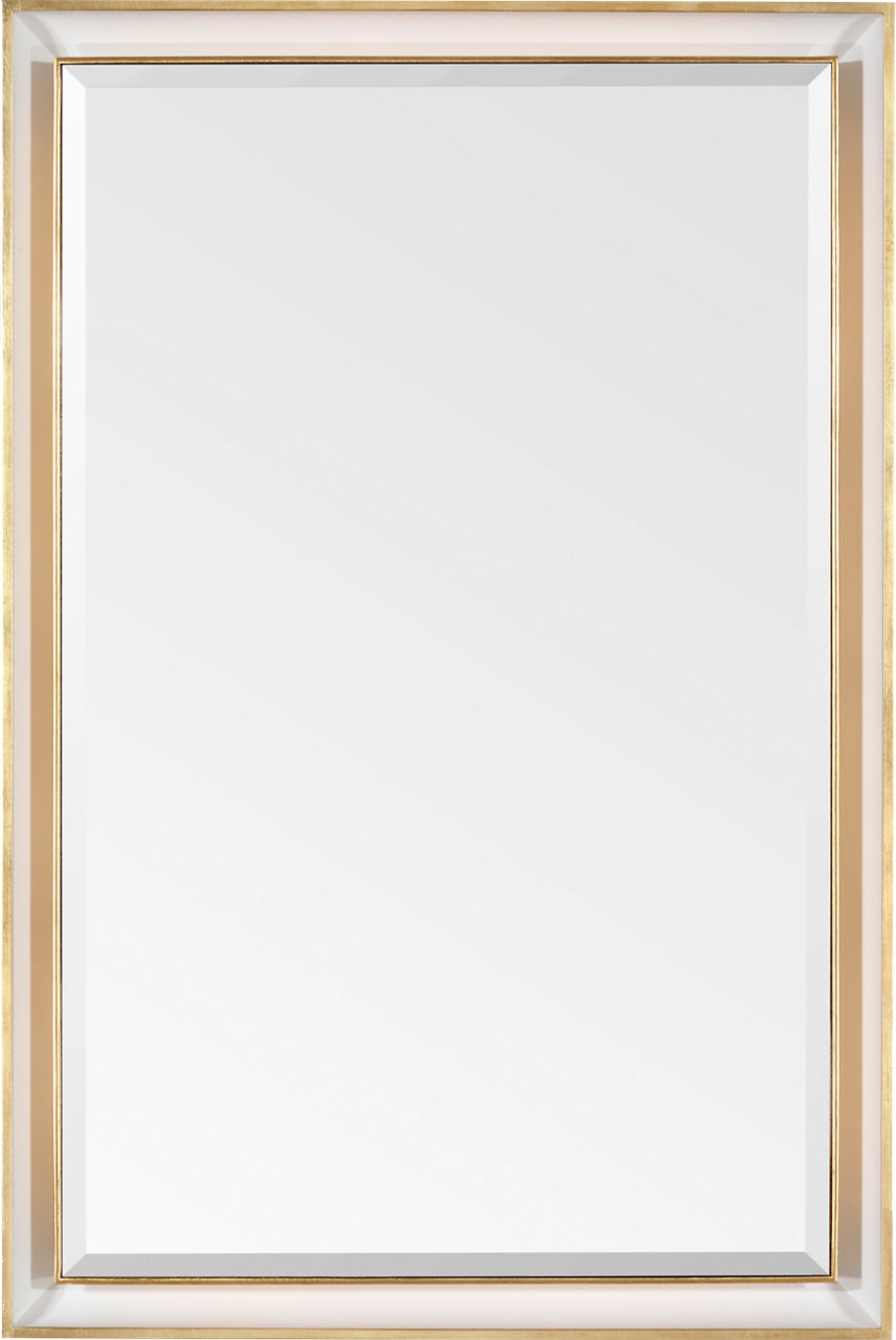 Tricia 24" Illuminated Rectangular Mirror | Matte White and Gild