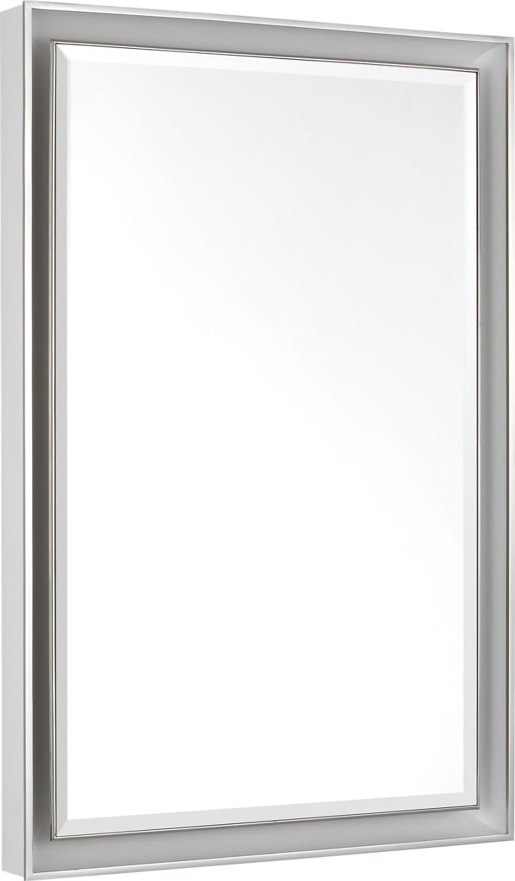 Tricia 24" Illuminated Rectangular Mirror | Matte White and Polished Nickel