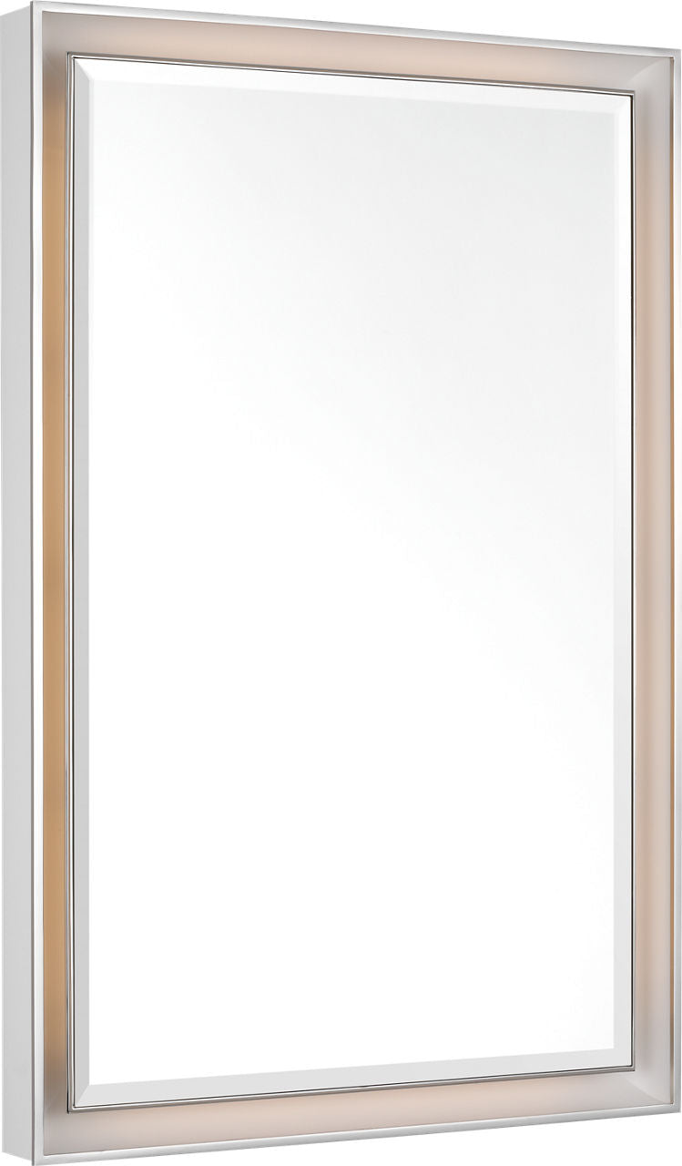 Tricia 24" Illuminated Rectangular Mirror | Matte White and Polished Nickel