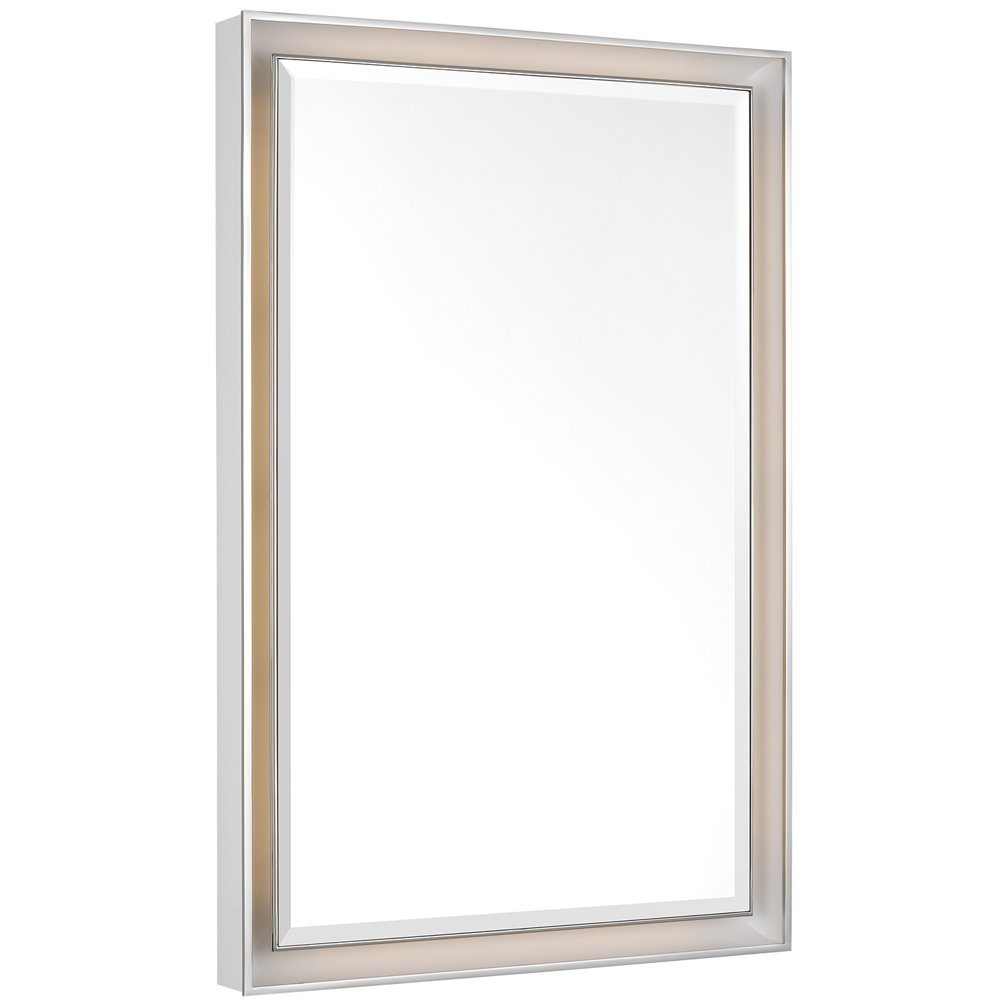 Tricia 24" Illuminated Rectangular Mirror | Matte White and Polished Nickel