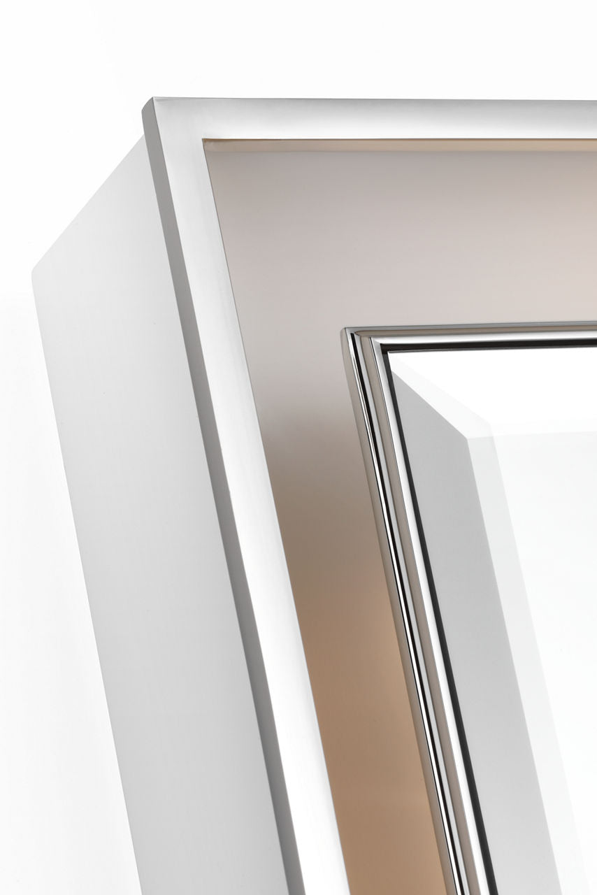 Tricia 24" Illuminated Rectangular Mirror | Matte White and Polished Nickel