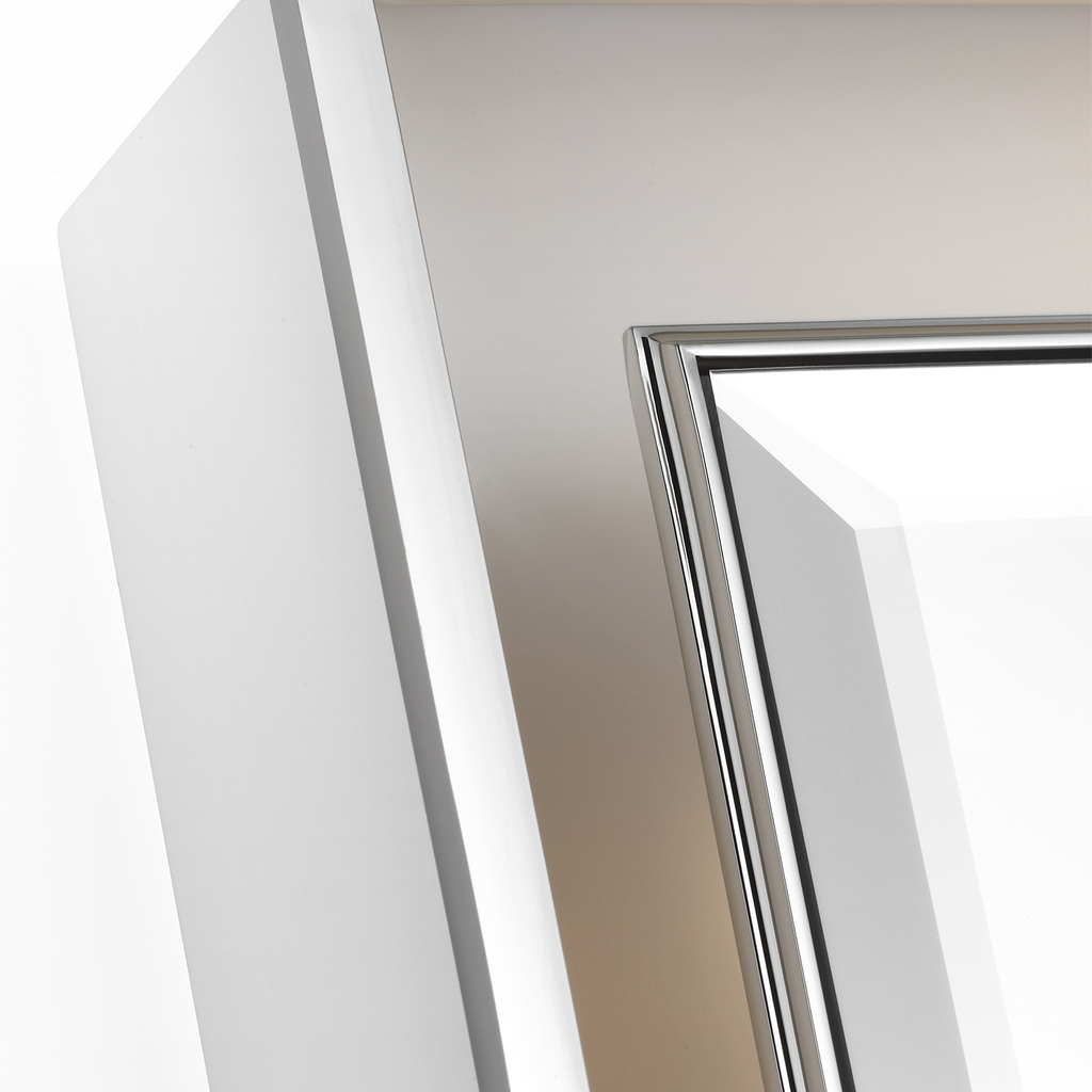 Tricia 24" Illuminated Rectangular Mirror | Matte White and Polished Nickel