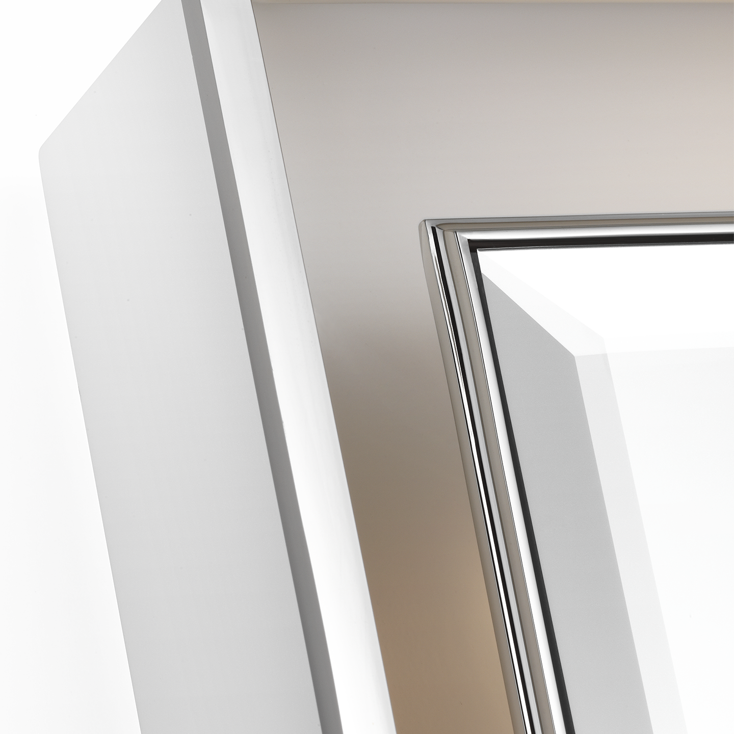 Tricia 24" Illuminated Rectangular Mirror | Matte White and Polished Nickel