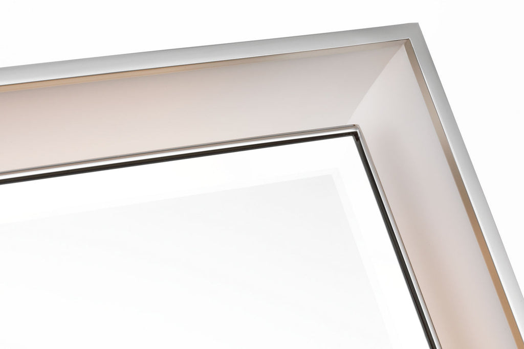 Tricia 24" Illuminated Rectangular Mirror | Matte White and Polished Nickel