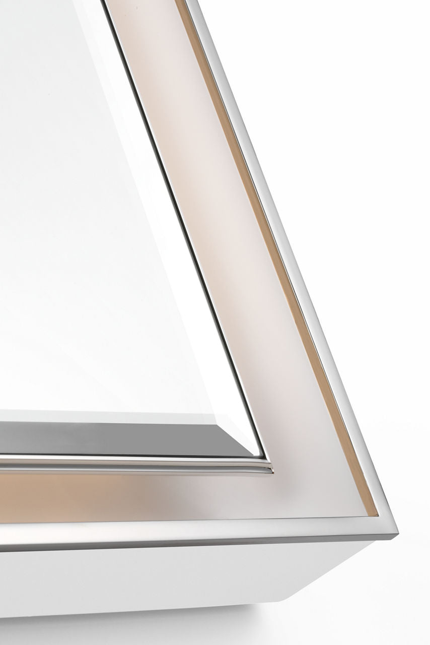 Tricia 24" Illuminated Rectangular Mirror | Matte White and Polished Nickel