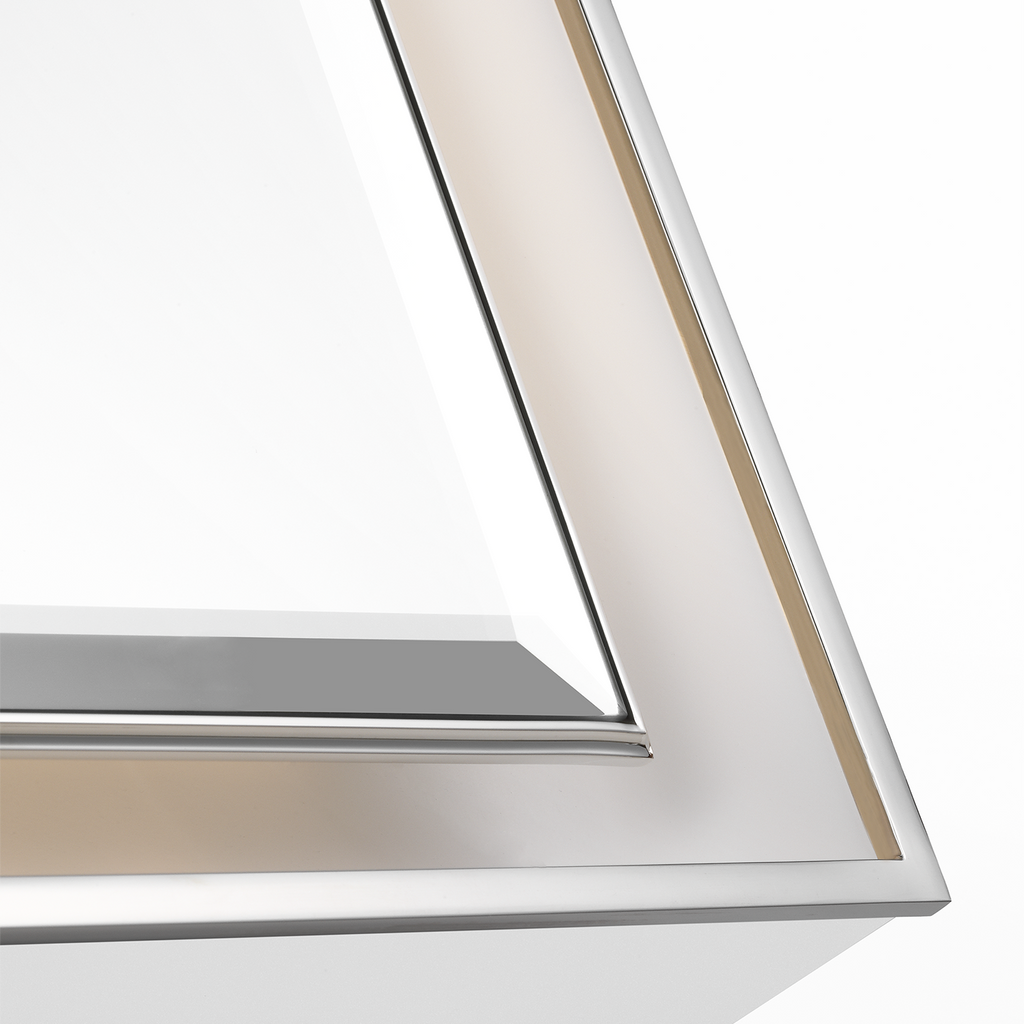 Tricia 24" Illuminated Rectangular Mirror | Matte White and Polished Nickel