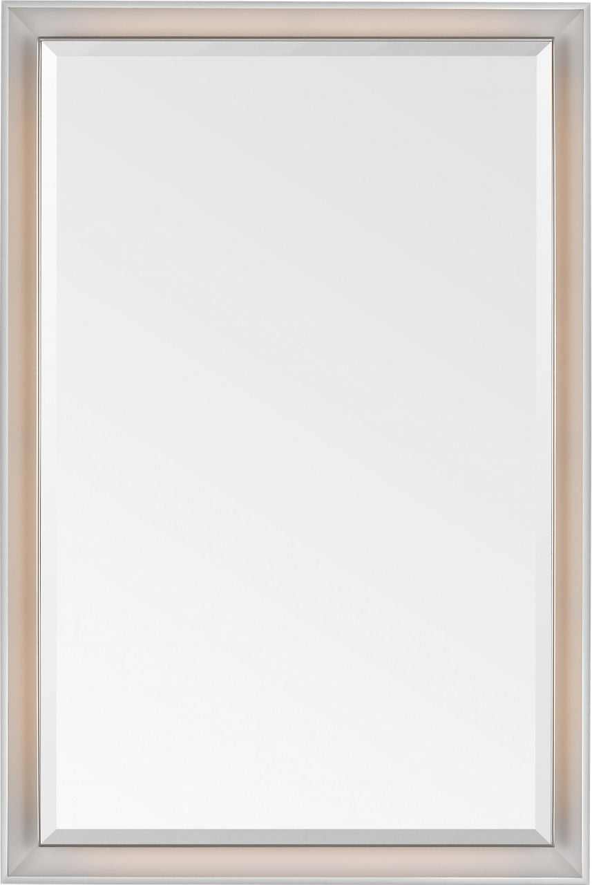 Tricia 24" Illuminated Rectangular Mirror | Matte White and Polished Nickel