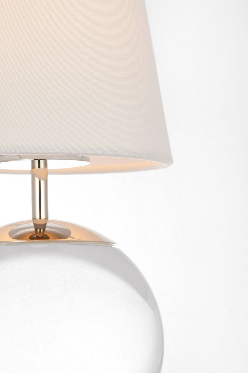 Terri 12" Cordless Accent Lamp | Crystal | Linen Shade