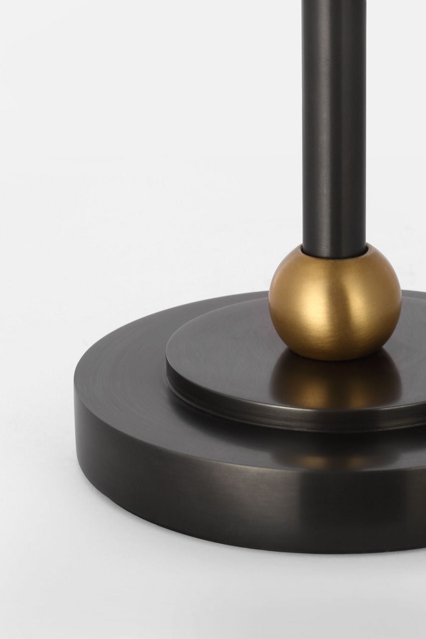 Bryant 27" Adjustable Cordless Table Lamp | Bronze and Hand-Rubbed Antique Brass | Linen Shade