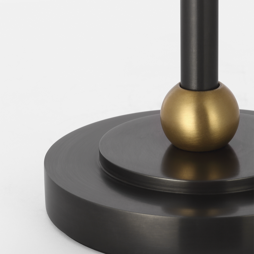 Bryant 27" Adjustable Cordless Table Lamp | Bronze and Hand-Rubbed Antique Brass | Linen Shade