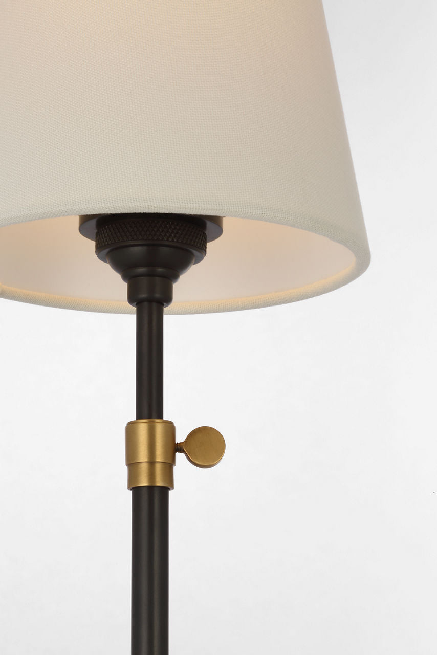 Bryant 27" Adjustable Cordless Table Lamp | Bronze and Hand-Rubbed Antique Brass | Linen Shade