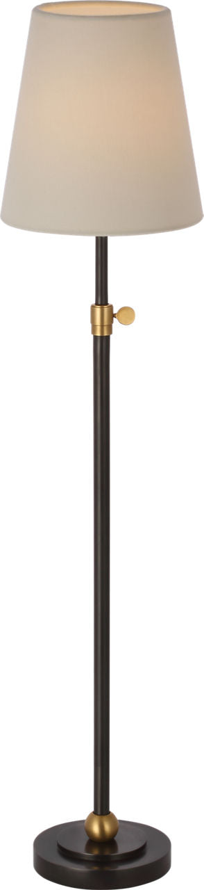 Bryant 27" Adjustable Cordless Table Lamp | Bronze and Hand-Rubbed Antique Brass | Linen Shade