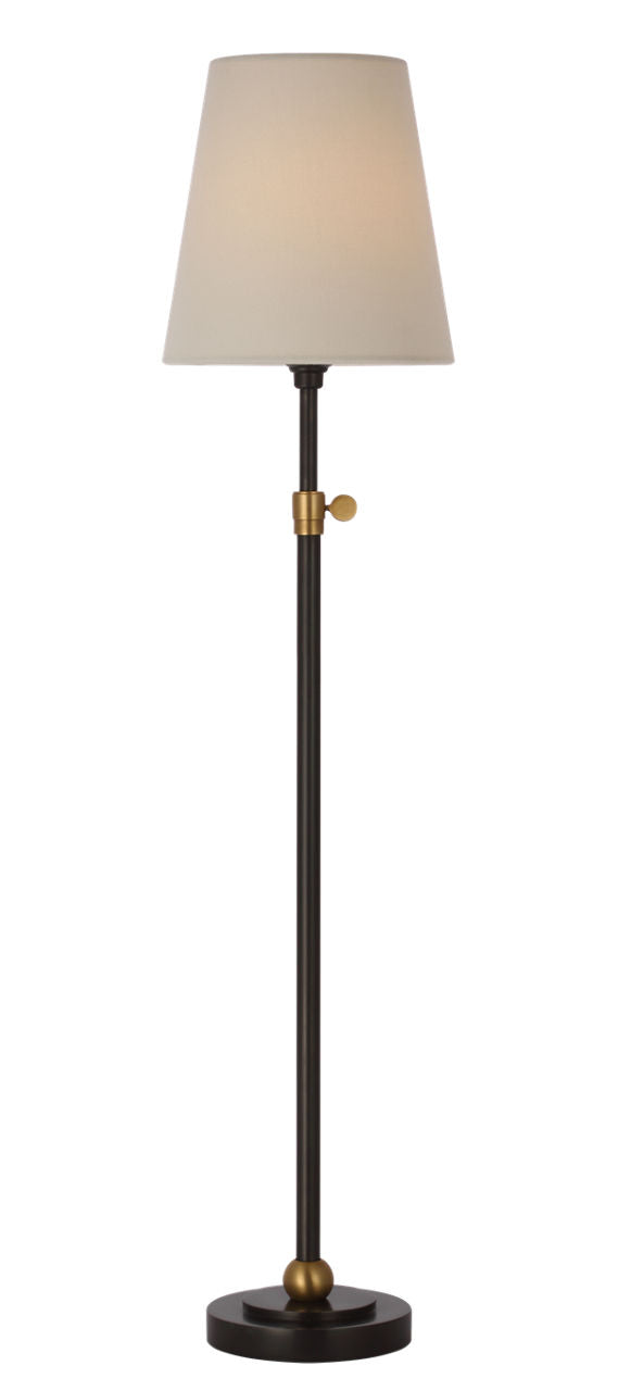 Bryant 27" Adjustable Cordless Table Lamp | Bronze and Hand-Rubbed Antique Brass | Linen Shade