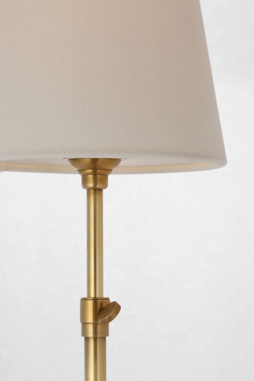 Bryant 27" Adjustable Cordless Table Lamp | Hand-Rubbed Antique Brass | Linen Shade