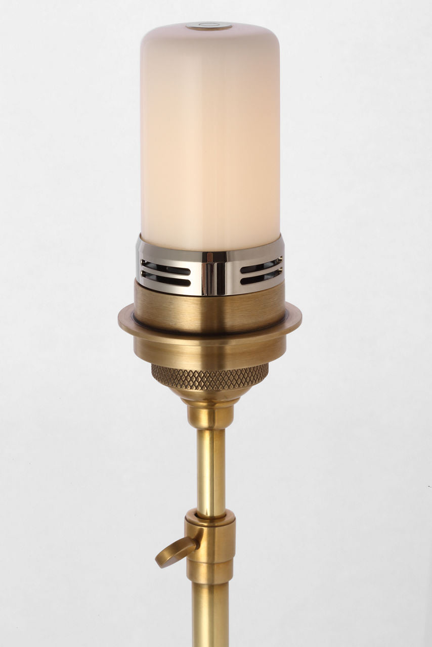 Bryant 27" Adjustable Cordless Table Lamp | Hand-Rubbed Antique Brass | Linen Shade