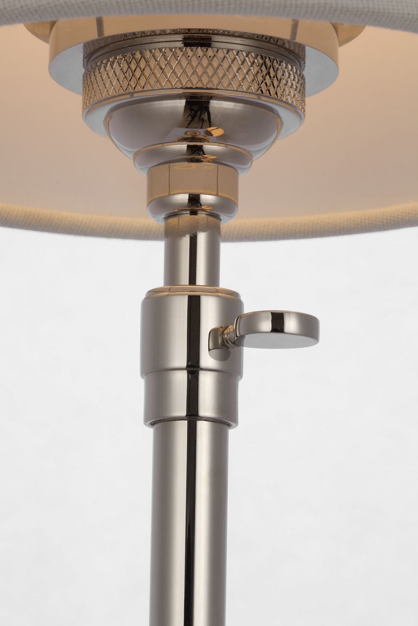 Bryant 27" Adjustable Cordless Table Lamp | Polished Nickel | Linen Shade