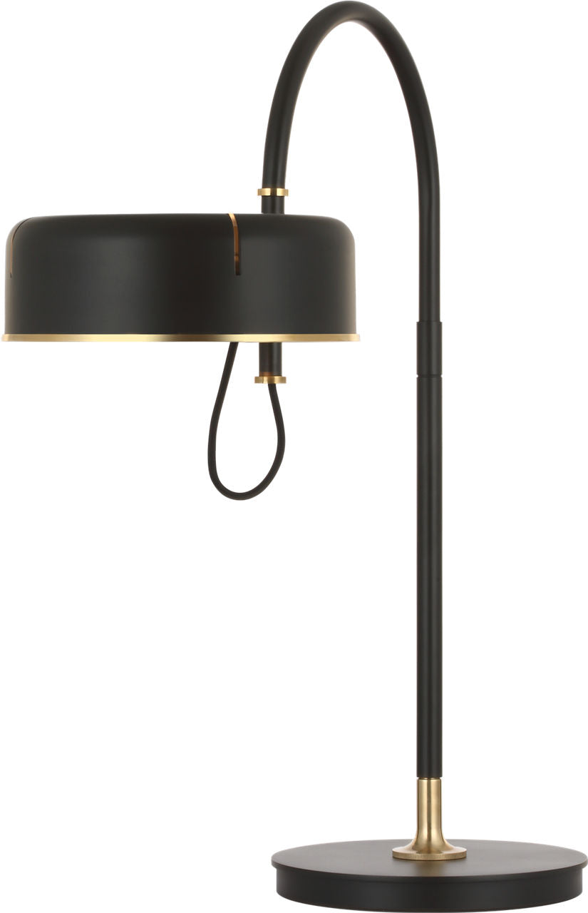 Oso 25" Arc Table Lamp | Modern Iron and Hand-Rubbed Antique Brass | Modern Iron Shade