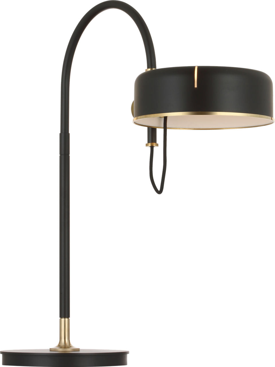Oso 25" Arc Table Lamp | Modern Iron and Hand-Rubbed Antique Brass | Modern Iron Shade