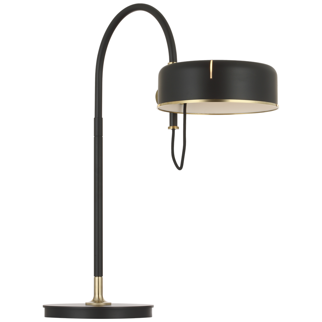 Oso 25" Arc Table Lamp | Modern Iron and Hand-Rubbed Antique Brass | Modern Iron Shade