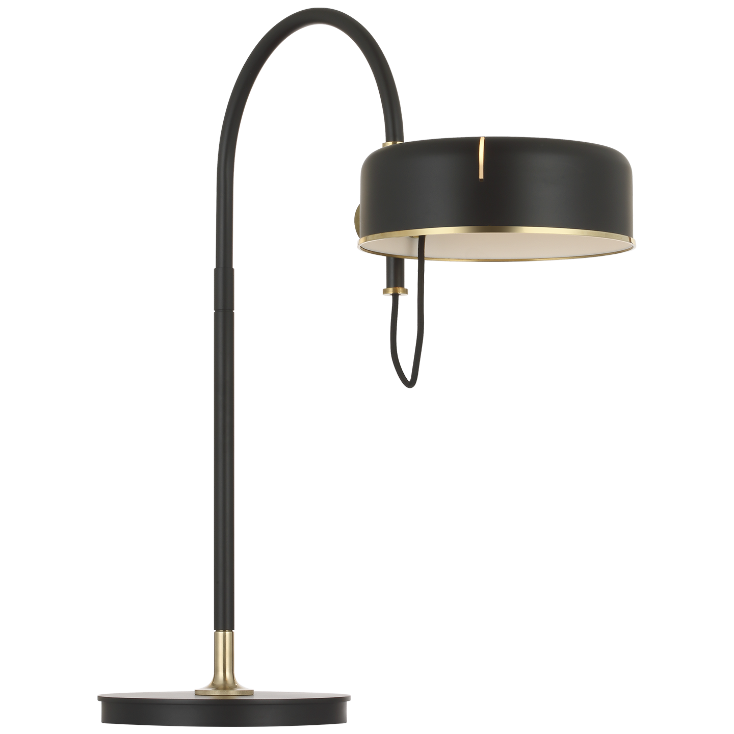 Oso 25" Arc Table Lamp | Modern Iron and Hand-Rubbed Antique Brass | Modern Iron Shade